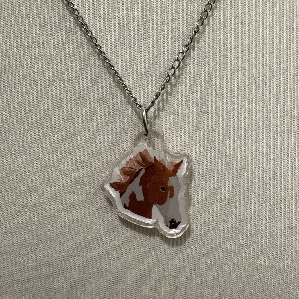 Horse Pendant Necklace - Paint horse